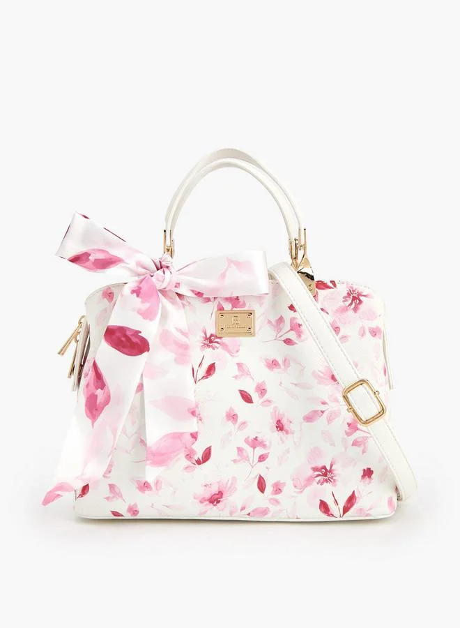 Flora Bella By Shoexpress Floral Print Tote Bag With Bow Accent